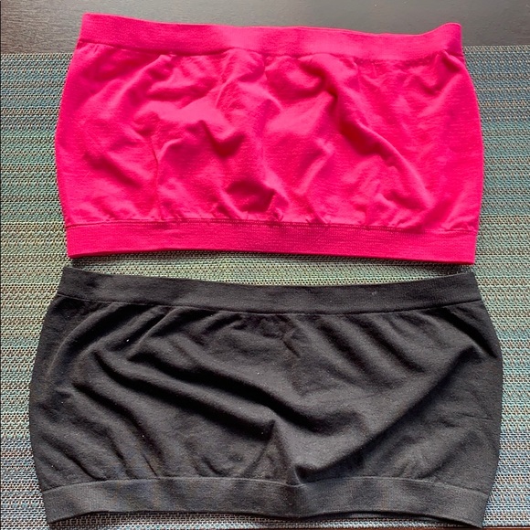 Tops - 2 black and hot pink bandeau